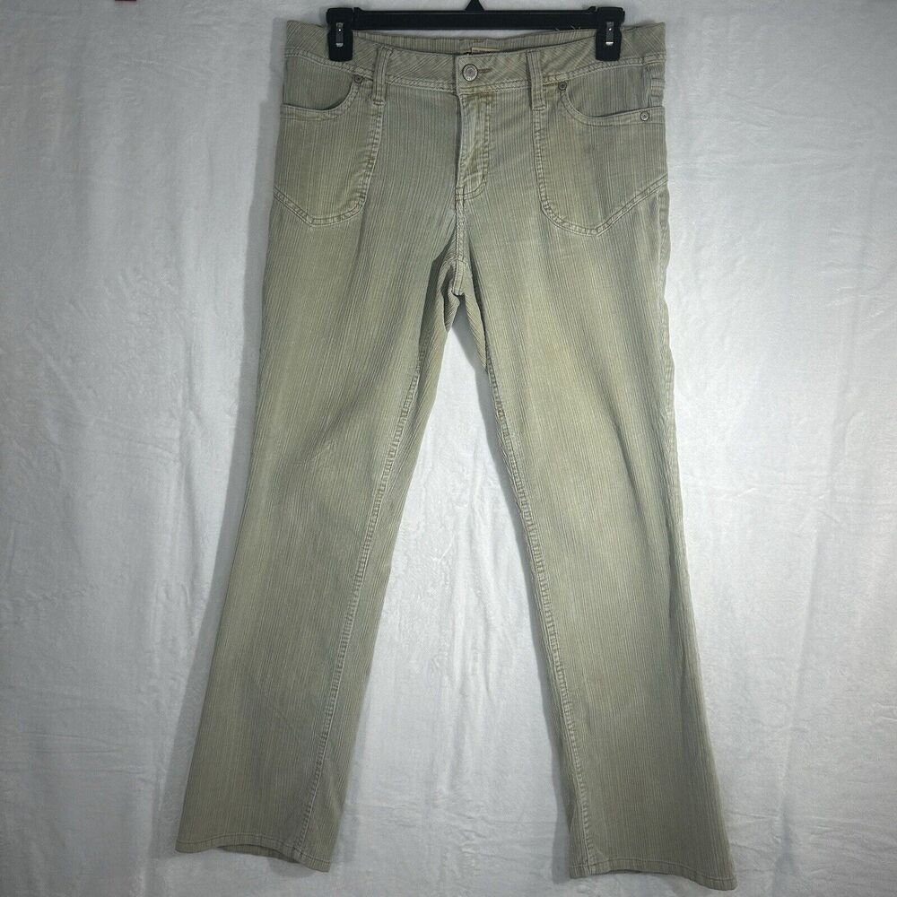 Faded Glory Pants Women Light Green Size 14 Y2K Corduroy Cotton Blend Stretch